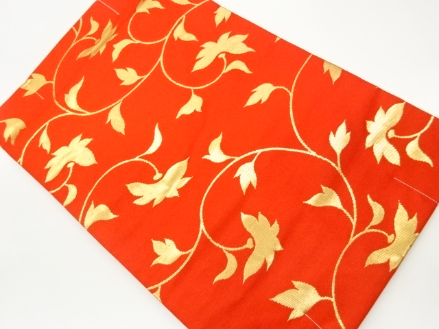 JAPANESE NAGOYA OBI / UNUSED / WOVEN FLOWER ARABESQUE